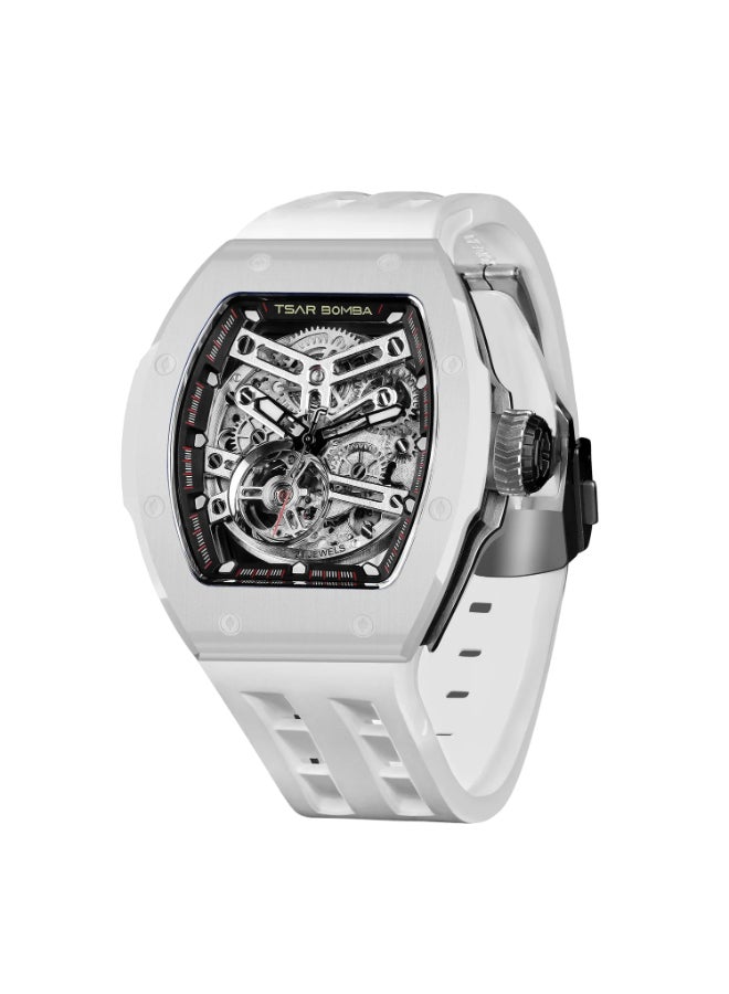 TSAR BOMBA Men's Rubber Automatic Watch TB8218SETC-01KBU/WH - 44.5x50.4 mm - Image 2